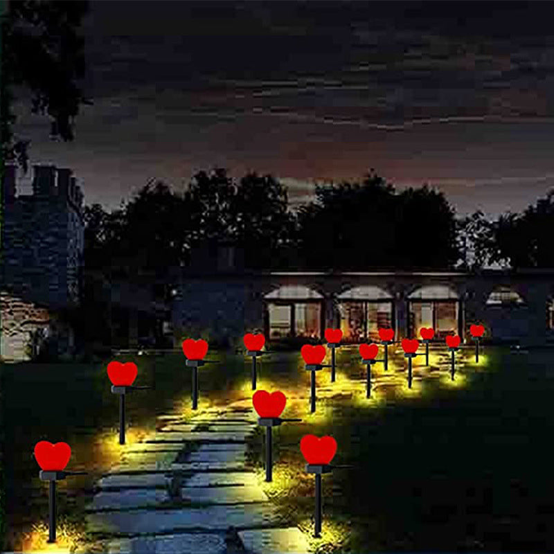 Modern Simplicity Heart Shape Solar Waterproof ABS Plastic LED Outdoor Ground Plug Light For Garden Lumendat
