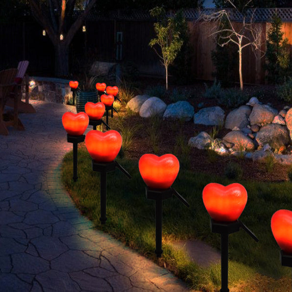 Modern Simplicity Heart Shape Solar Waterproof ABS Plastic LED Outdoor Ground Plug Light For Garden Lumendat