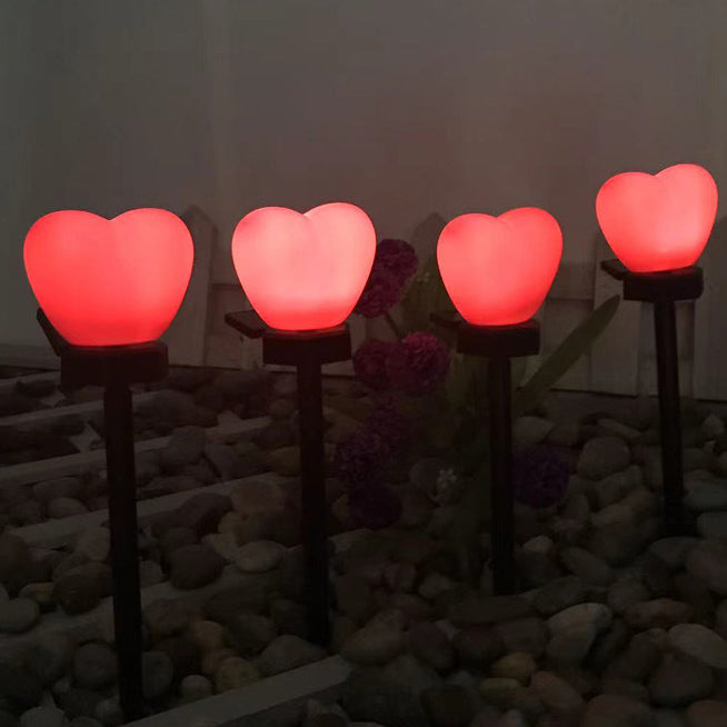 Modern Simplicity Heart Shape Solar Waterproof ABS Plastic LED Outdoor Ground Plug Light For Garden Lumendat