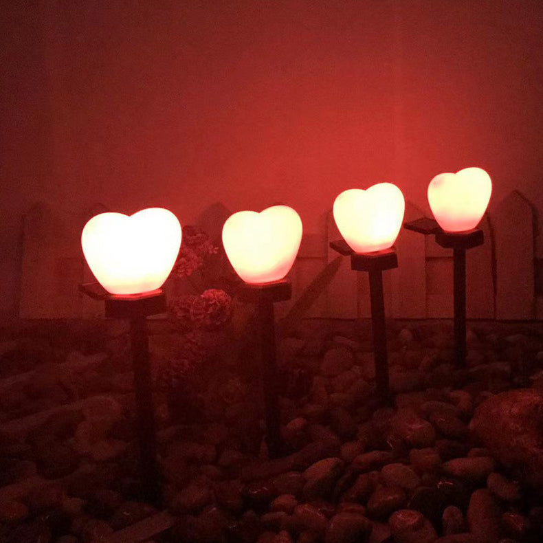 Modern Simplicity Heart Shape Solar Waterproof ABS Plastic LED Outdoor Ground Plug Light For Garden Lumendat