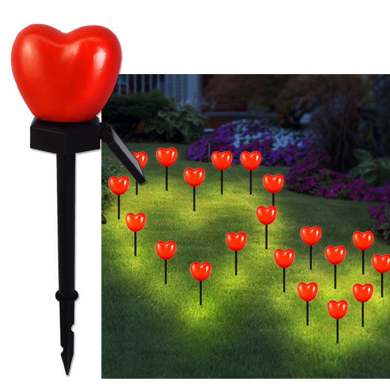 Modern Simplicity Heart Shape Solar Waterproof ABS Plastic LED Outdoor Ground Plug Light For Garden Lumendat