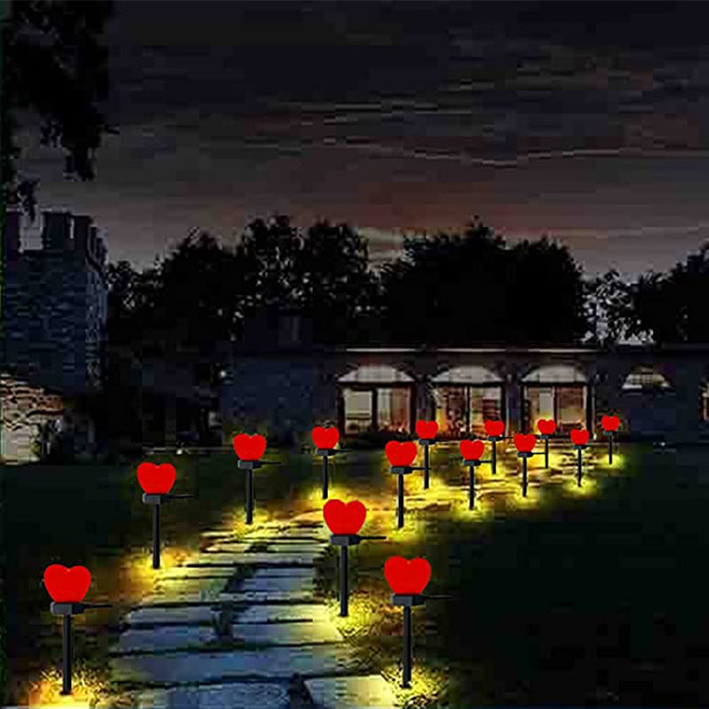 Modern Simplicity Heart Shape Solar Waterproof ABS Plastic LED Outdoor Ground Plug Light For Garden Lumendat