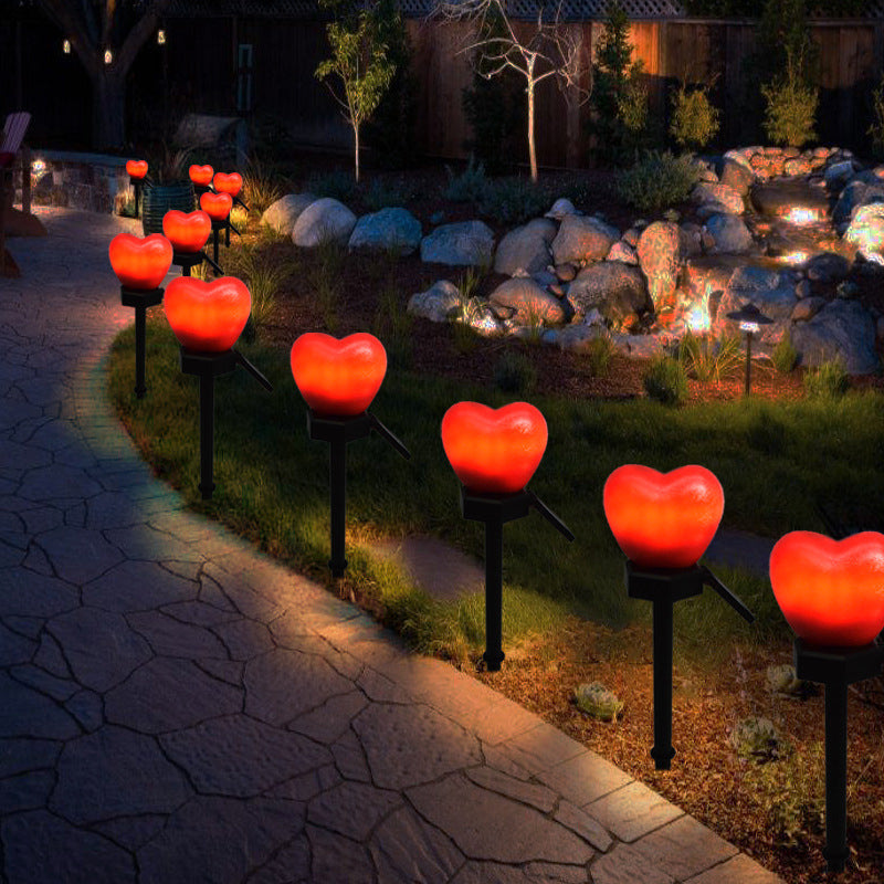 Modern Simplicity Heart Shape Solar Waterproof ABS Plastic LED Outdoor Ground Plug Light For Garden Lumendat