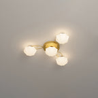 Contemporary Scandinavian Branch Round Pumpkin Glass Iron 4/7/9/11 Light Semi-Flush Mount Ceiling Light For Bedroom