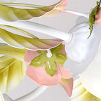 Modern Art Deco Rose Flower Leaf Glass Iron 4/6/7/9/11 Light Semi-Flush Mount Ceiling Light For Bedroom