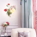 Traditional Rustic Rose Floral Glass Iron 1-Light Wall Sconce Lamp For Living Room