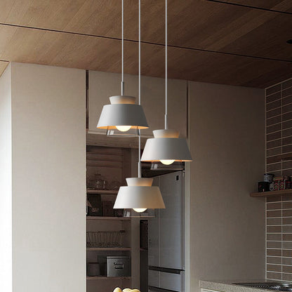 Contemporary Scandinavian Round Glass Iron 1-Light Pendant Light For Living Room