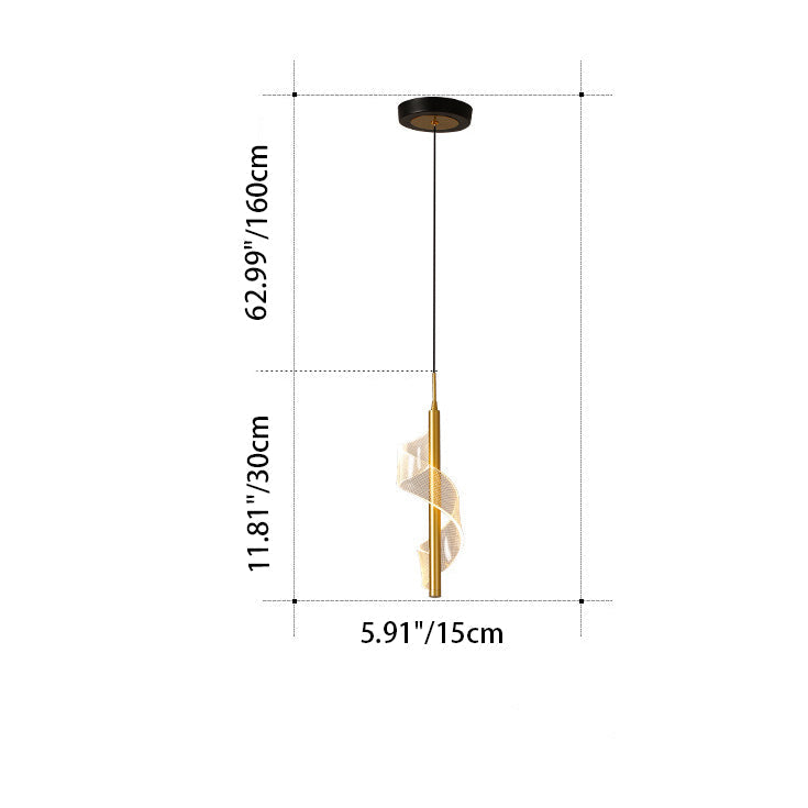 Contemporary Scandinavian Curved Long Acrylic Iron LED Pendant Light for Living Room BulbSquare