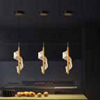 Contemporary Scandinavian Curved Long Acrylic Iron LED Pendant Light for Living Room BulbSquare