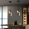 Contemporary Scandinavian Curved Long Acrylic Iron LED Pendant Light for Living Room BulbSquare