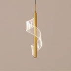 Contemporary Scandinavian Curved Long Acrylic Iron LED Pendant Light for Living Room BulbSquare