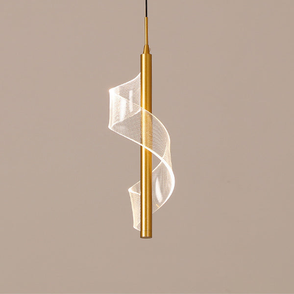 Contemporary Scandinavian Curved Long Acrylic Iron LED Pendant Light for Living Room BulbSquare