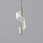 Contemporary Scandinavian Curved Long Acrylic Iron LED Pendant Light for Living Room BulbSquare