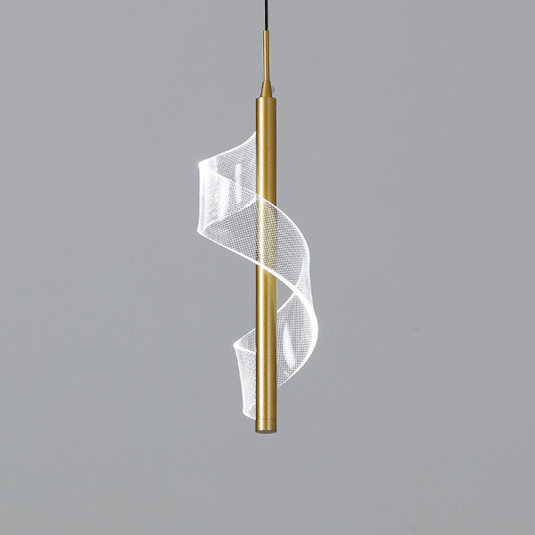Contemporary Scandinavian Curved Long Acrylic Iron LED Pendant Light for Living Room BulbSquare