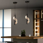 Contemporary Scandinavian Curved Long Acrylic Iron LED Pendant Light for Living Room BulbSquare
