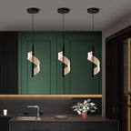 Contemporary Scandinavian Curved Long Acrylic Iron LED Pendant Light for Living Room BulbSquare