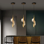 Contemporary Scandinavian Curved Long Acrylic Iron LED Pendant Light for Living Room BulbSquare