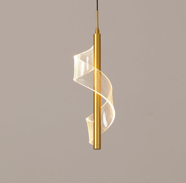 Contemporary Scandinavian Curved Long Acrylic Iron LED Pendant Light for Living Room BulbSquare