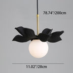 Contemporary Creative Orb Personalized Leaf Glass Resin Metal 1-Light Pendant Light For Living Room