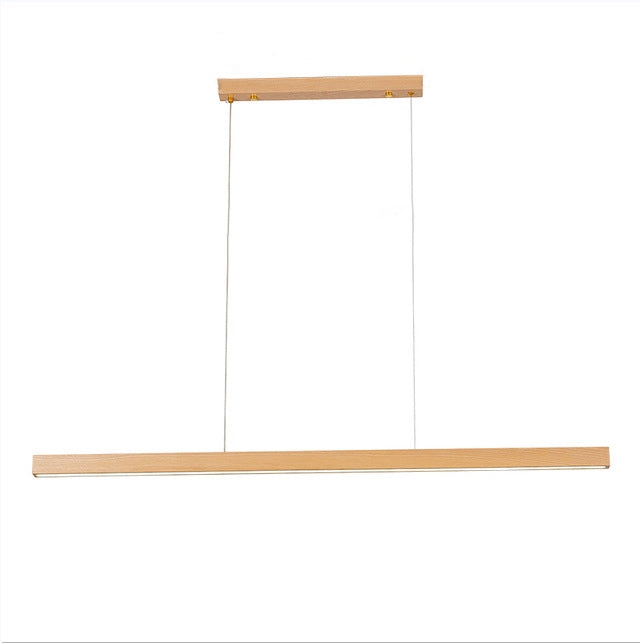 Modern Minimalist Rectangular Long Plate Pc Walnut Raw Wood Aluminum LED Chandelier Island Light for Dining Room BulbSquare