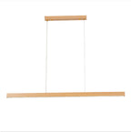 Modern Minimalist Rectangular Long Plate Pc Walnut Raw Wood Aluminum LED Chandelier Island Light for Dining Room BulbSquare