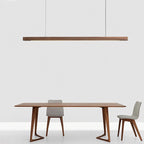Modern Minimalist Rectangular Long Plate Pc Walnut Raw Wood Aluminum LED Chandelier Island Light for Dining Room BulbSquare