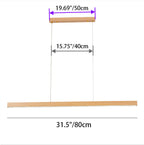 Modern Minimalist Rectangular Long Plate Pc Walnut Raw Wood Aluminum LED Chandelier Island Light for Dining Room BulbSquare
