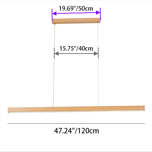 Modern Minimalist Rectangular Long Plate Pc Walnut Raw Wood Aluminum LED Chandelier Island Light for Dining Room BulbSquare