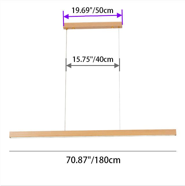 Modern Minimalist Rectangular Long Plate Pc Walnut Raw Wood Aluminum LED Chandelier Island Light for Dining Room BulbSquare