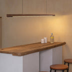 Modern Minimalist Rectangular Long Plate Pc Walnut Raw Wood Aluminum LED Chandelier Island Light for Dining Room BulbSquare