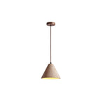 Traditional Chinese Conical Round White Travertine 1-Light Pendant Light For Living Room