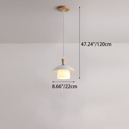 Modern Minimalist Round Orb Bowl Glass Oak Iron 1-Light Pendant Light For Living Room