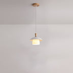 Modern Minimalist Round Orb Bowl Glass Oak Iron 1-Light Pendant Light For Living Room