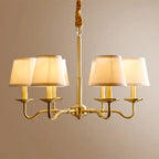 Traditional Vintage Curved Line Branch Cylinder Fabric Copper 4/6/8 Light Chandelier for Living Room Lumendat