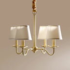 Traditional Vintage Curved Line Branch Cylinder Fabric Copper 4/6/8 Light Chandelier for Living Room Lumendat