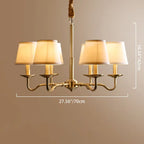 Traditional Vintage Curved Line Branch Cylinder Fabric Copper 4/6/8 Light Chandelier for Living Room Lumendat