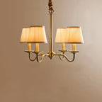 Traditional Vintage Curved Line Branch Cylinder Fabric Copper 4/6/8 Light Chandelier for Living Room Lumendat