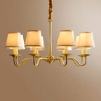 Traditional Vintage Curved Line Branch Cylinder Fabric Copper 4/6/8 Light Chandelier for Living Room Lumendat