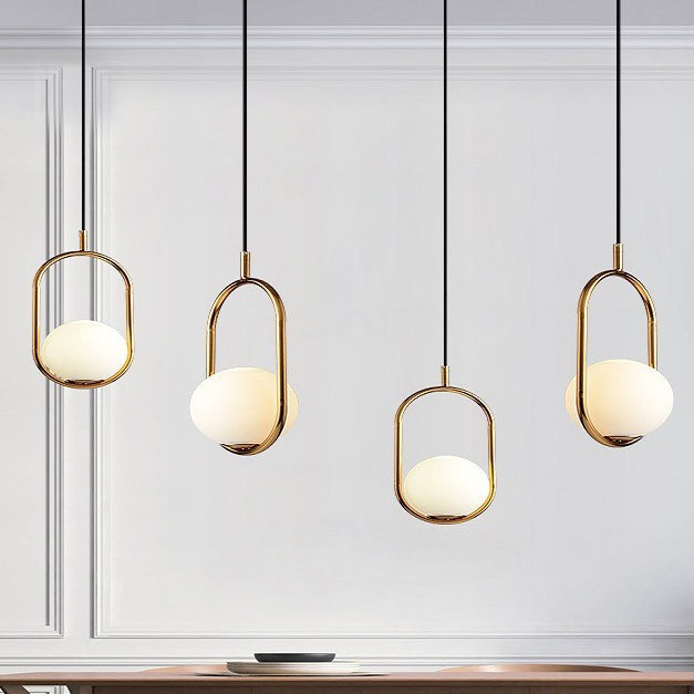 Modern Minimalist Oval Magic Bean Glass Iron 1-light Pendant Light for Living Room BulbSquare
