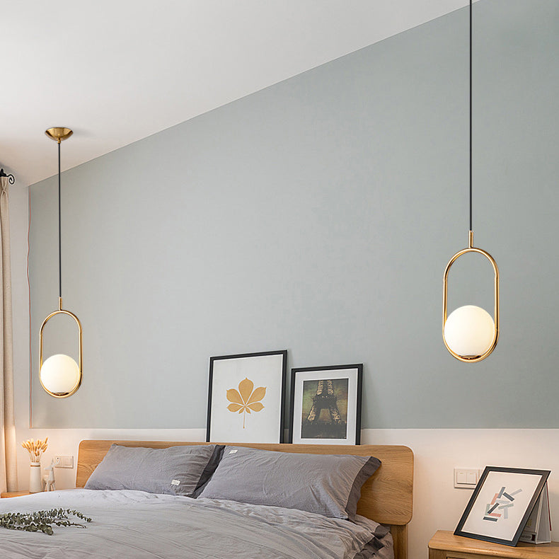 Modern Minimalist Oval Magic Bean Glass Iron 1-light Pendant Light for Living Room BulbSquare