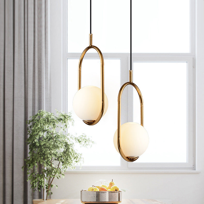 Modern Minimalist Oval Magic Bean Glass Iron 1-light Pendant Light for Living Room BulbSquare