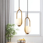 Modern Minimalist Oval Magic Bean Glass Iron 1-light Pendant Light for Living Room BulbSquare