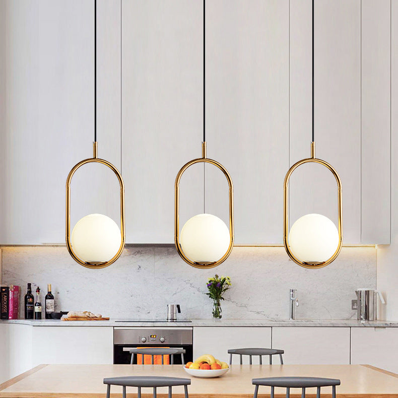 Modern Minimalist Oval Magic Bean Glass Iron 1-light Pendant Light for Living Room BulbSquare