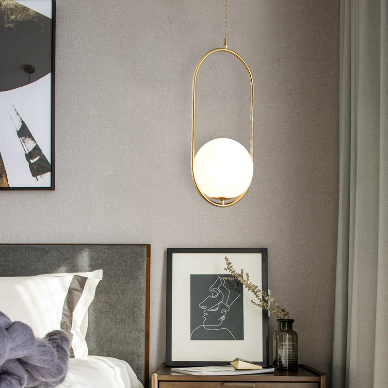 Modern Minimalist Oval Magic Bean Glass Iron 1-light Pendant Light for Living Room BulbSquare