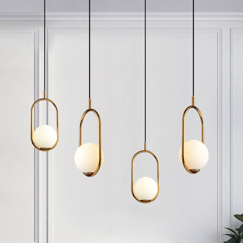 Modern Minimalist Oval Magic Bean Glass Iron 1-light Pendant Light for Living Room BulbSquare