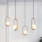 Modern Minimalist Oval Magic Bean Glass Iron 1-light Pendant Light for Living Room BulbSquare