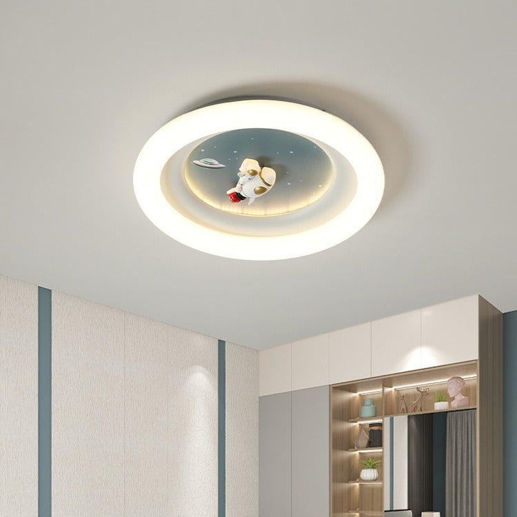 Lumendat Modern Minimalist Kids Round Astronaut Star PE Iron LED Flush Mount Ceiling Light For Living Room Lumendat