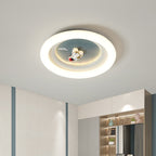 Lumendat Modern Minimalist Kids Round Astronaut Star PE Iron LED Flush Mount Ceiling Light For Living Room Lumendat
