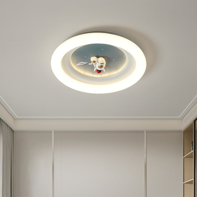 Lumendat Modern Minimalist Kids Round Astronaut Star PE Iron LED Flush Mount Ceiling Light For Living Room Lumendat