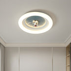 Lumendat Modern Minimalist Kids Round Astronaut Star PE Iron LED Flush Mount Ceiling Light For Living Room Lumendat